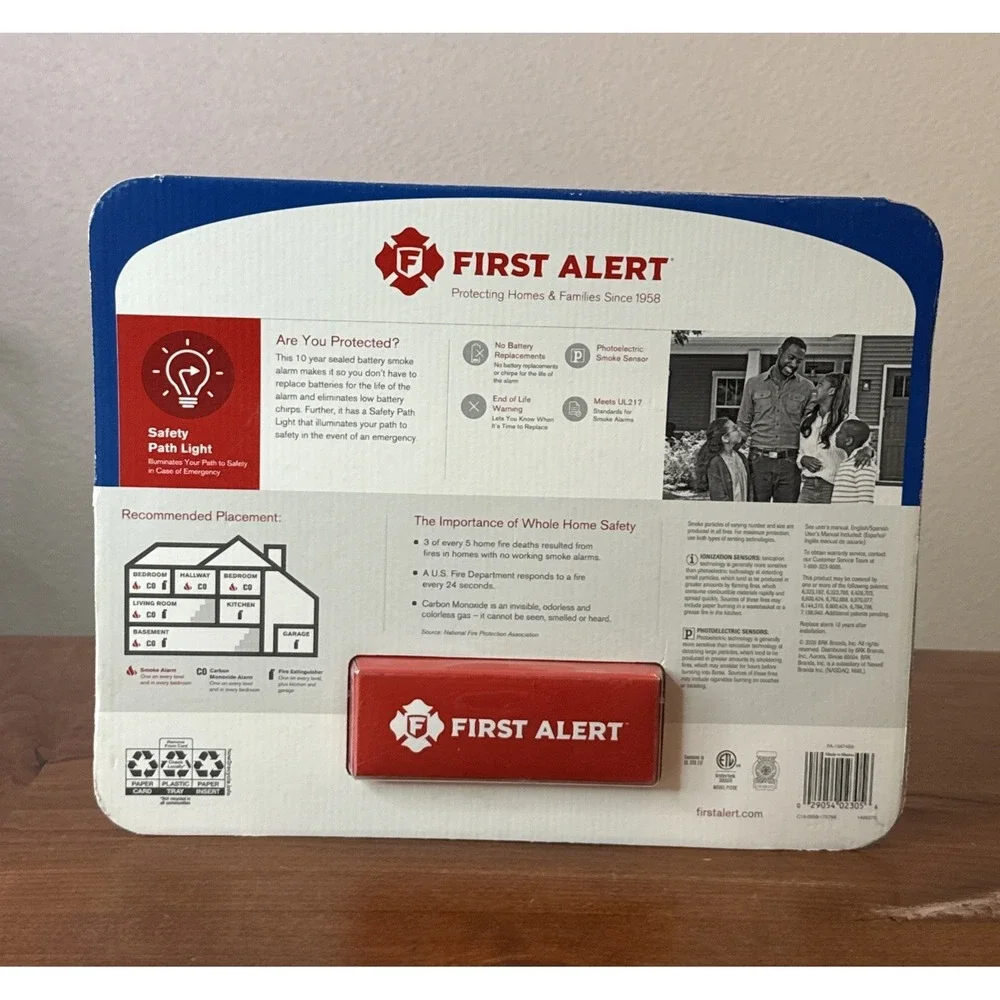 First Alert Safety Path Light Smoke Alarm 2 Pack Model P1210E  New